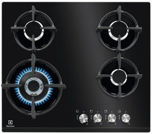 Варильна поверхня Electrolux газова на склі, 60см, чавун, чорний (KGG6437K) 367789 фото