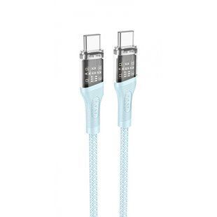 Кабель Hoco U111 Transparent Discovery 60W Type-C to Type-C (1.2m) blue 331473 фото