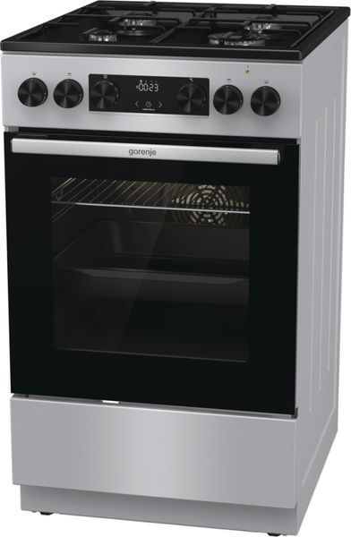 Плита Gorenje комбінована, 62л, 50x60см, дисплей, IconLed, емальовані, титан (GK5C60SJ) 374101 фото