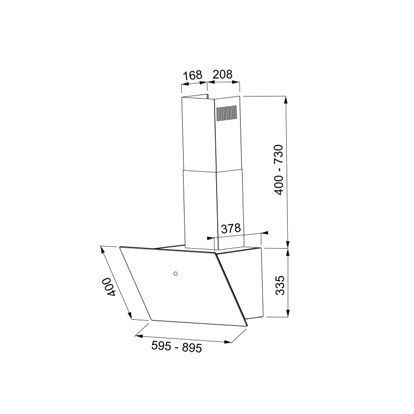 Витяжка Faber похила, 60см, 1160м.куб/год, VRT BK A60 2LS, чорний 373558 фото