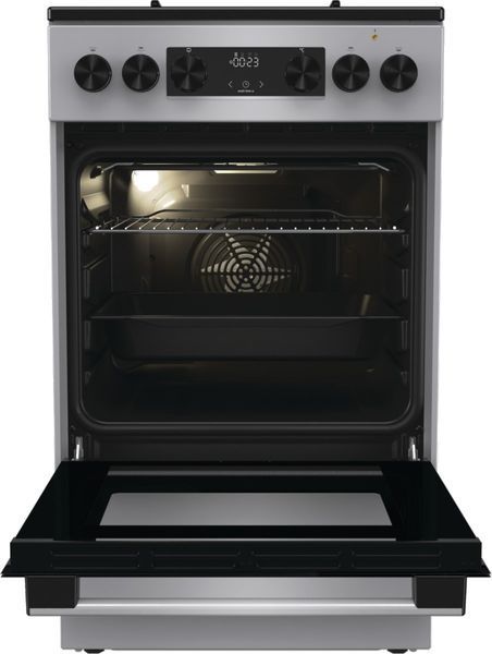 Плита Gorenje комбінована, 62л, 50x60см, дисплей, IconLed, емальовані, титан (GK5C60SJ) 374101 фото