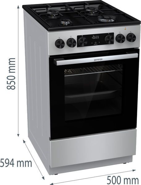 Плита Gorenje комбінована, 62л, 50x60см, дисплей, IconLed, емальовані, титан (GK5C60SJ) 374101 фото
