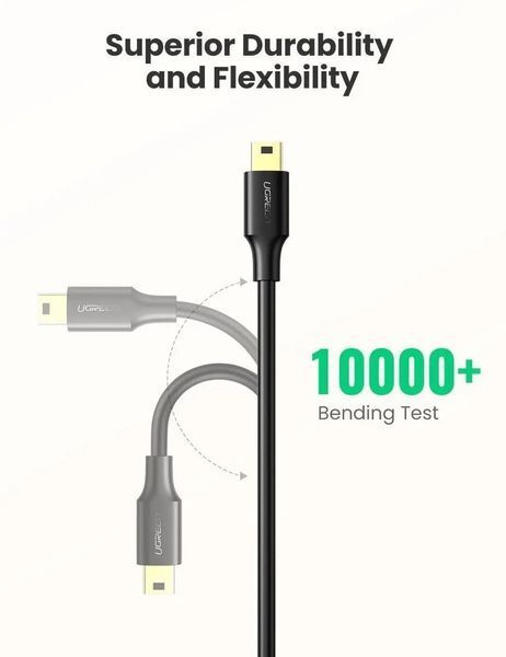 Кабель UGREEN US132 USB-А 2.0 Male To Mini USB 5pin Male Cable 2m (30472) Black 355936 фото