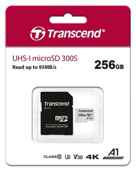 Карта пам'яті Transcend microSD 256GB C10 UHS-I R100/W40MB/s + SD (TS256GUSD300S-A) 370899 фото