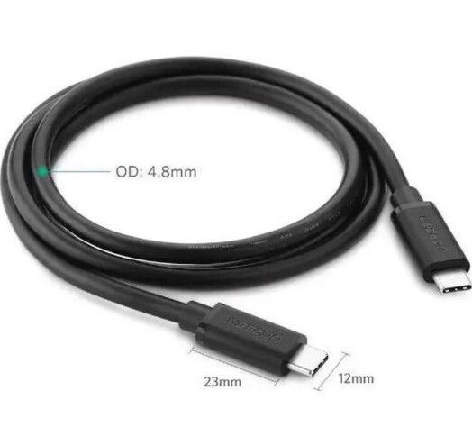 Кабель UGREEN US286 USB Type-C To USB Type-C 60W Cable Nickel Plating 3A 1.5m Black (50998) 278858 фото