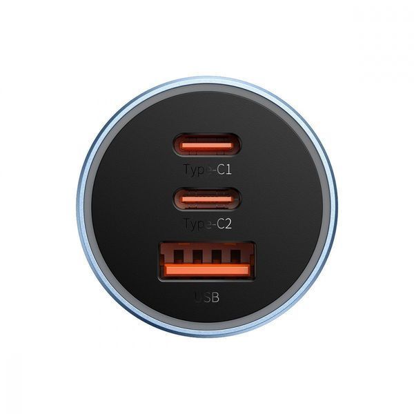 АЗП Baseus Golden Contactor Pro Triple Fast Charger Car Charger 65W U+C+C (CGJP010013) Dark Gray 261273 фото