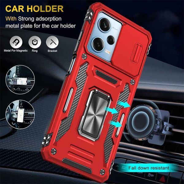 Ударостійкий чохол Camshield Army Ring для Xiaomi Redmi 12 / Poco M6 Pro 5G Червоний / Red 283610 фото