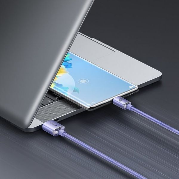 Кабель Baseus Crystal Shine Series Fast Charging Data USB кабель USB To Type-C 100W 1.2m (CAJY000405) Purple 260557 фото