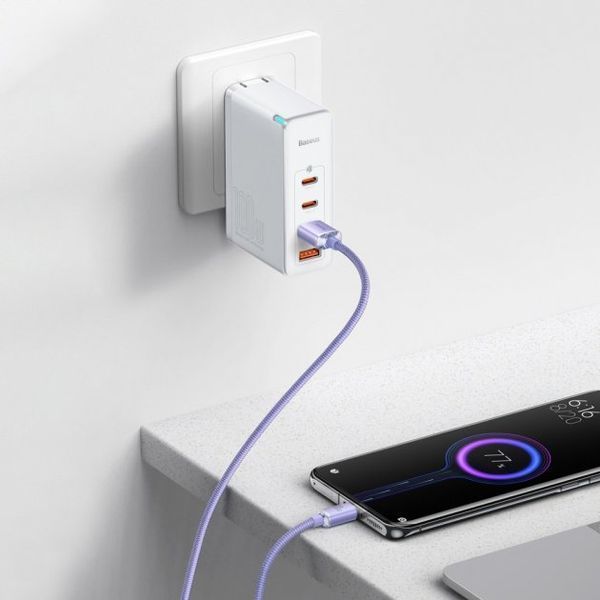 Кабель Baseus Crystal Shine Series Fast Charging Data USB кабель USB To Type-C 100W 1.2m (CAJY000405) Purple 260557 фото