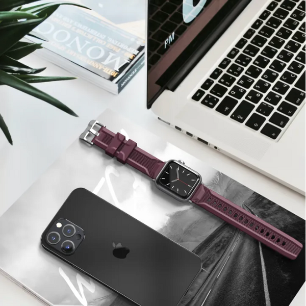 AhaStyle Premium Silicone Rugged Design Band for Apple Watch 42/44/45 mm Burgundy 264659 фото