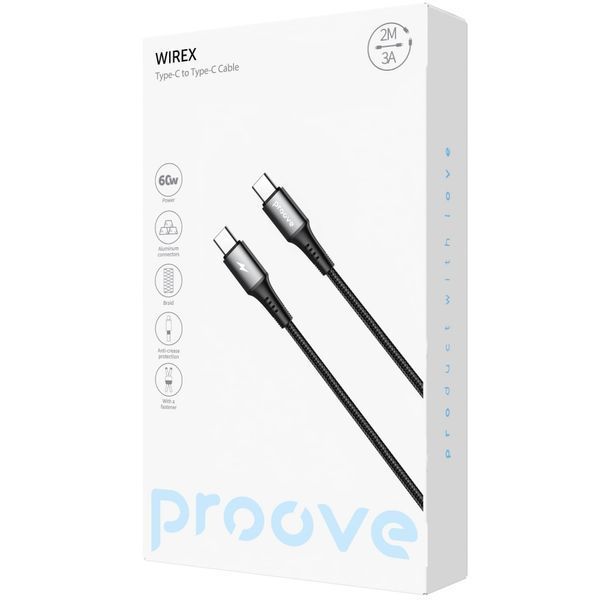 Кабель Proove WireX Type-C to Type-C 60W (2m) black (CCWX60002221) 388075 фото
