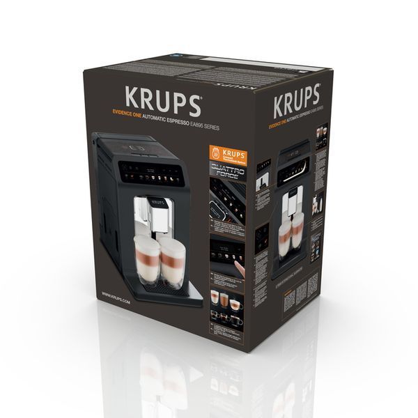 Кавомашина Krups Evidence One 2.3л, зерно, автомат.капучинатор, ОLED диспл, аторец. - 17, свій рецепт, графіт (EA895N10) 363128 фото