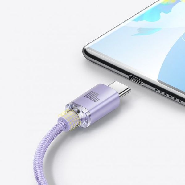 Кабель Baseus Crystal Shine Series Fast Charging Data USB кабель USB To Type-C 100W 1.2m (CAJY000405) Purple 260557 фото