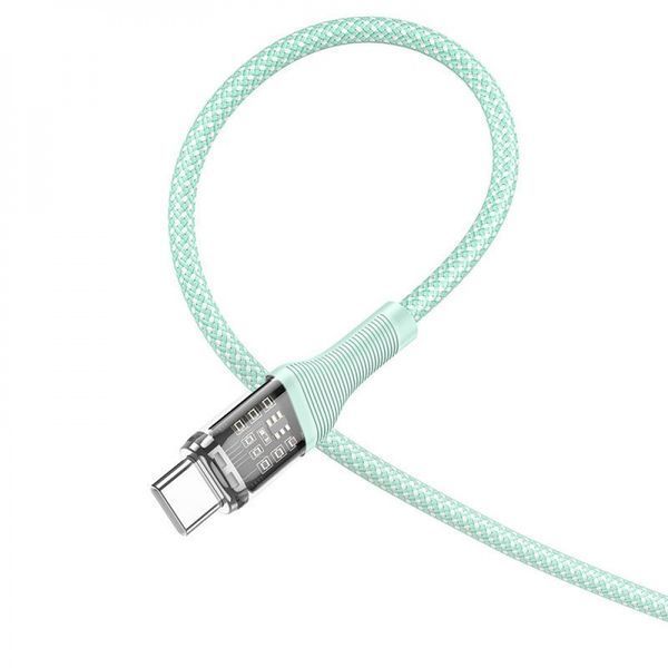 Кабель Hoco U111 Transparent Discovery 60W Type-C to Type-C (1.2m) blue 331473 фото