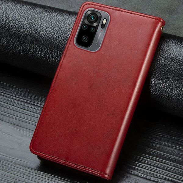 Шкіряний чохол книжка GETMAN Gallant (PU) для Xiaomi Redmi Note 10 / Note 10s Червоний 205664 фото