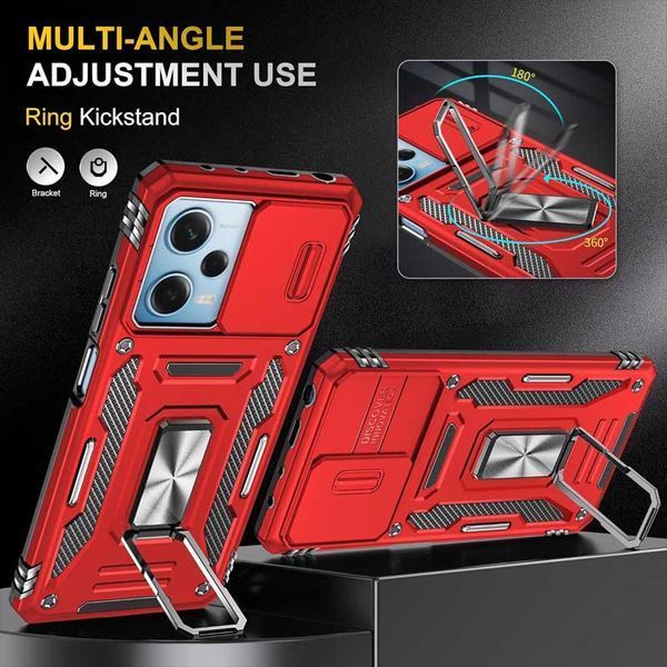 Ударостійкий чохол Camshield Army Ring для Xiaomi Redmi 12 / Poco M6 Pro 5G Червоний / Red 283610 фото