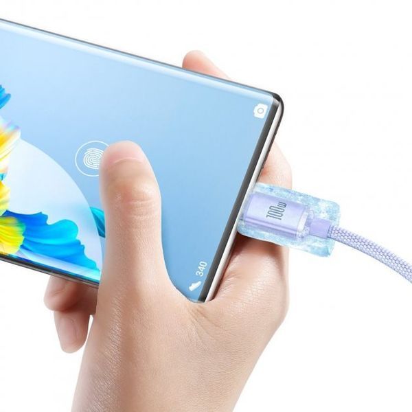 Кабель Baseus Crystal Shine Series Fast Charging Data USB кабель USB To Type-C 100W 1.2m (CAJY000405) Purple 260557 фото