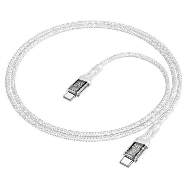 Кабель Hoco U111 Transparent Discovery 60W Type-C to Type-C (1.2m) blue 331473 фото