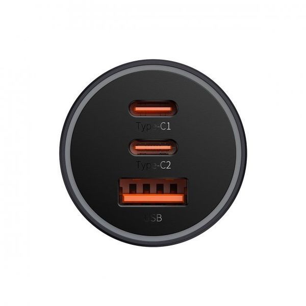 АЗП Baseus Golden Contactor Pro Triple Fast Charger Car Charger 65W U+C+C (CGJP010013) Dark Gray 261273 фото