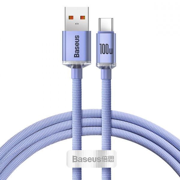 Кабель Baseus Crystal Shine Series Fast Charging Data USB кабель USB To Type-C 100W 1.2m (CAJY000405) Purple 260557 фото