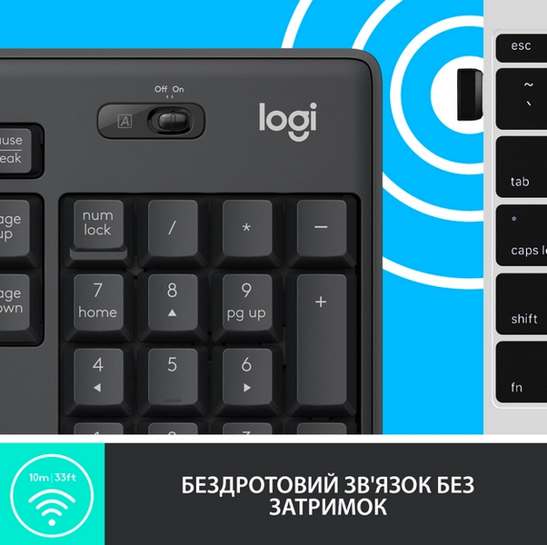 IT/наб LOGITECH MK295 Silent Wireless Combo, US, Graphite (920-009800) 306841 фото