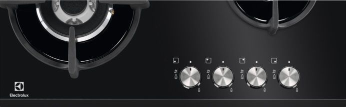 Варильна поверхня Electrolux газова на склі, 60см, чавун, чорний (KGG6437K) 367789 фото