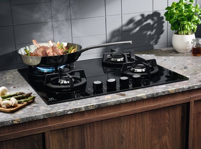 Варильна поверхня Electrolux газова на склі, 60см, чавун, чорний (KGG6437K) 367789 фото