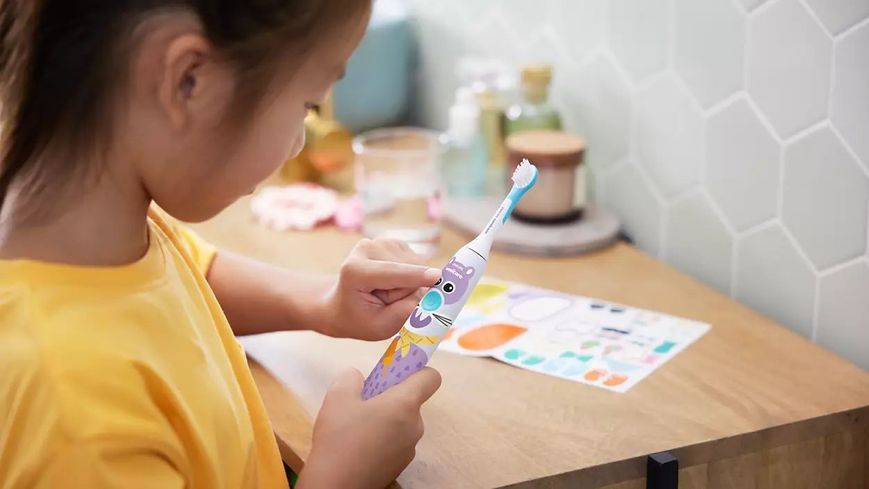 Щітка зубна електр. Philips, Philips Sonicare For Kids, для дітей, насадок-1, 2 комплекти наклейок, білий (HX3601/01) 373140 фото