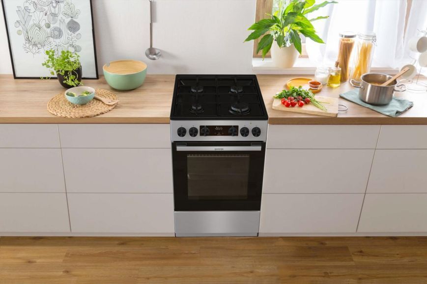 Плита Gorenje комбінована, 62л, 50x60см, дисплей, IconLed, емальовані, титан (GK5C60SJ) 374101 фото