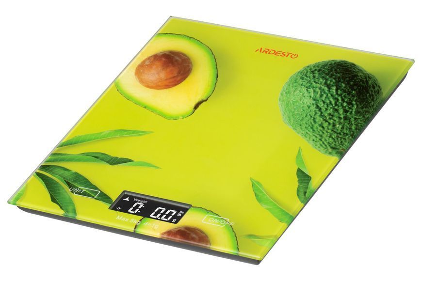 Ваги Ardesto кухонні Avocado, 5кг, AAAx2 в комплекті, скло, багатокольоровий (SCK-893AVOCADO) 371701 фото