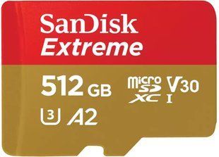 Карта пам'яті SanDisk microSD 512GB C10 UHS-I U3 R190/W130MB/s Extreme V30 (SDSQXAV-512G-GN6MN) 375518 фото