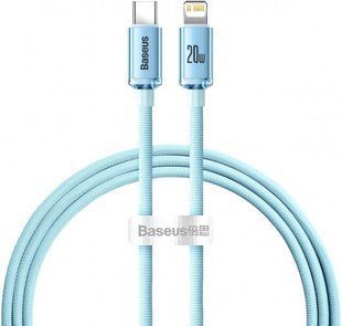 Кабель Baseus Crystal Shine Series Fast Charging Data USB кабель Type-C To IP 20W 1.2m (CAJY001303) Sky Blue 260566 фото