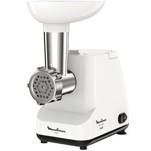 М'ясорубка Moulinex, 1400Вт, 1.7кг/хв, 2 решітки, насадка для ковбас, пластик, білий (ME111032) 370311 фото
