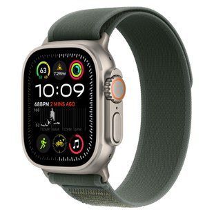 Ремінець Apple Watch Trail Loop Band M/L Для Watch 49mm - Natural Titanium Finish - Green (MXTP3) 330547 фото