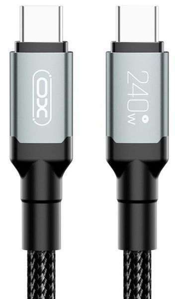 кабель XO NBQ264A High Power Braided Type-C to Type-C - 240W - 1m (Чорний) 388720 фото