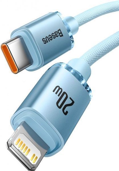Кабель Baseus Crystal Shine Series Fast Charging Data USB кабель Type-C To IP 20W 1.2m (CAJY001303) Sky Blue 260566 фото