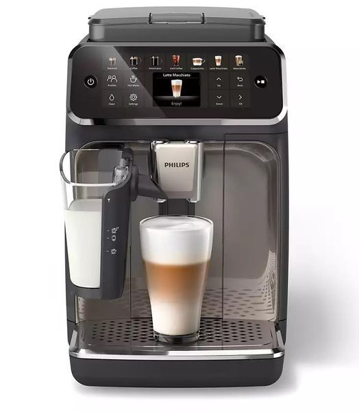 Кавомашина Philips Series 4400 LatteGo, 1.8л, зерно+мелена, автомат.капуч, дисплей, авторецептів -12, чорний (EP4449/70) 371885 фото