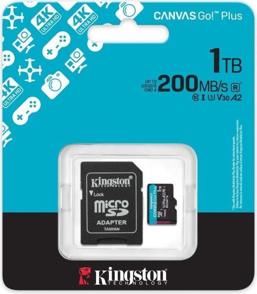 Карта пам'яті Kingston MicroSDXC 1TB Canvas Go Plus Gen4 200MB/s A2 U3 V30 + SD-адаптер (SDCG4/1TB) 380516 фото