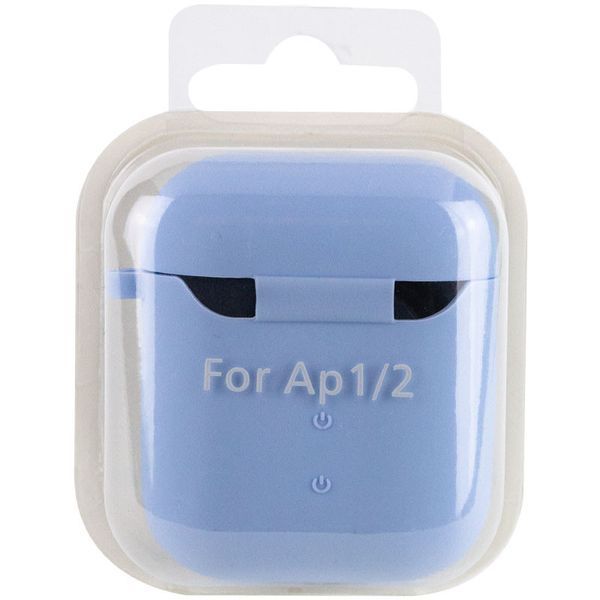 Силіконовий футляр з мікрофіброю для навушників Airpods 1/2 Блакитний / Lilac Blue 201993 фото