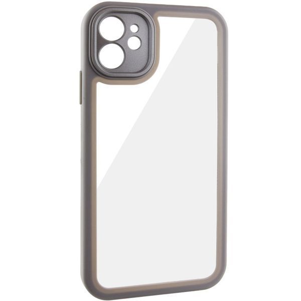 TPU чехол Transparent + Colour 1,5mm для Apple iPhone 12 (6.1") Grey 289345 фото