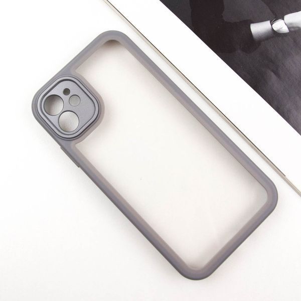 TPU чехол Transparent + Colour 1,5mm для Apple iPhone 12 (6.1") Grey 289345 фото