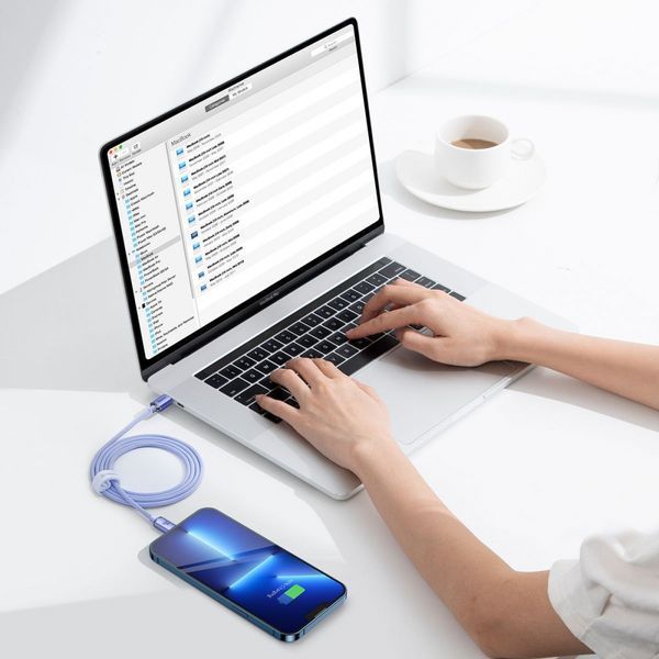 Кабель Baseus Crystal Shine Series Fast Charging Data USB кабель Type-C To IP 20W 1.2m (CAJY001303) Sky Blue 260566 фото