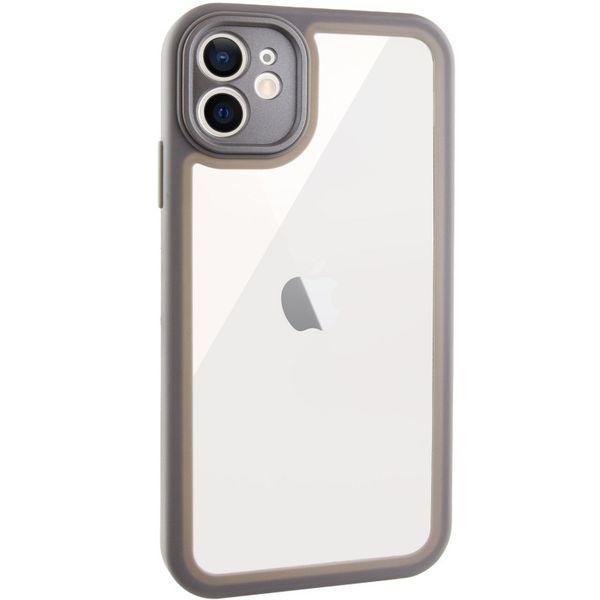 TPU чехол Transparent + Colour 1,5mm для Apple iPhone 12 (6.1") Grey 289345 фото