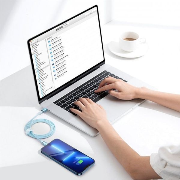 Кабель Baseus Crystal Shine Series Fast Charging Data USB кабель Type-C To IP 20W 1.2m (CAJY001303) Sky Blue 260566 фото
