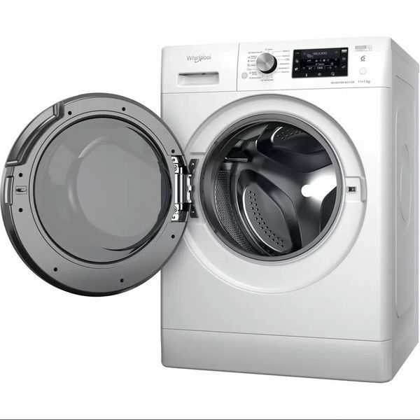 Прально-сушильна машина Whirlpool фронтальна, 11(7)кг, 1600, A, 60см, дисплей, пара, інвертор, білий (FFWDB1176258BCVUA) 375197 фото