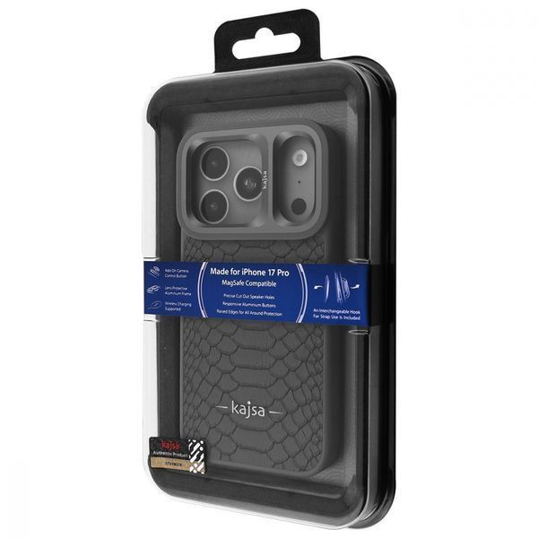 Чохол Kajsa Snake Pattern with Magnetic Ring iPhone 17 Pro black 400133 фото