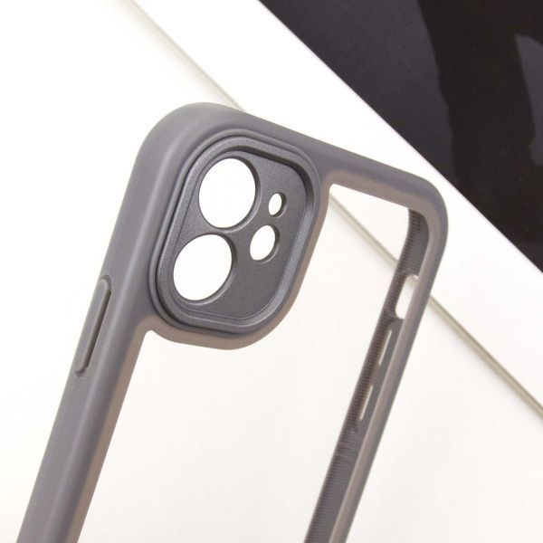 TPU чехол Transparent + Colour 1,5mm для Apple iPhone 12 (6.1") Grey 289345 фото