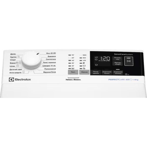 Пральна машина Electrolux вертикальна, 6кг, 1000, D, 60см, дисплей, білий 398147 фото