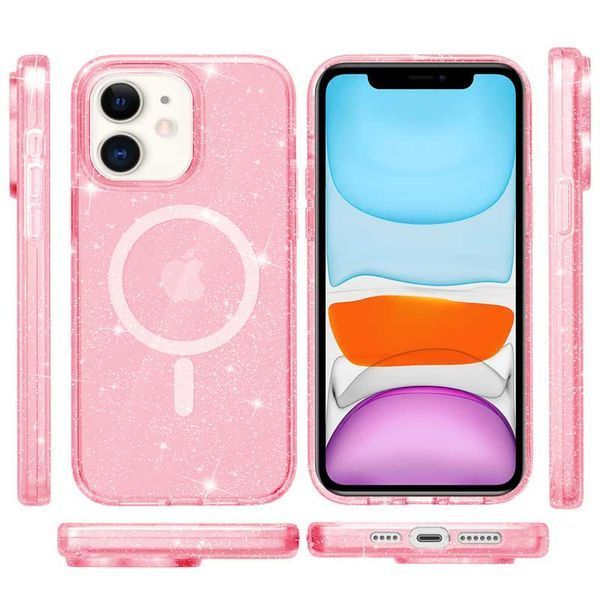 Чохол TPU Galaxy Sparkle (MagFit) для Apple iPhone 11 (6.1") Pink+Glitter 277357 фото