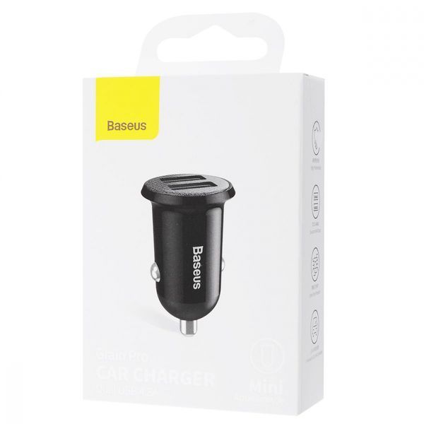 АЗП 2USB Baseus Grain Pro (4.8A) (CCALLP-01) Black 217028 фото
